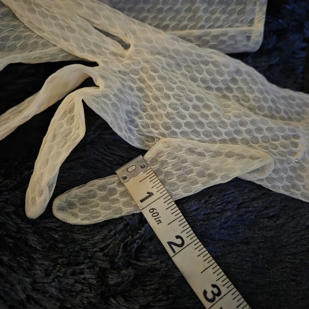 Vintage Sheer Lace Gloves Ivory Mesh Wrist Length Bridal Formal